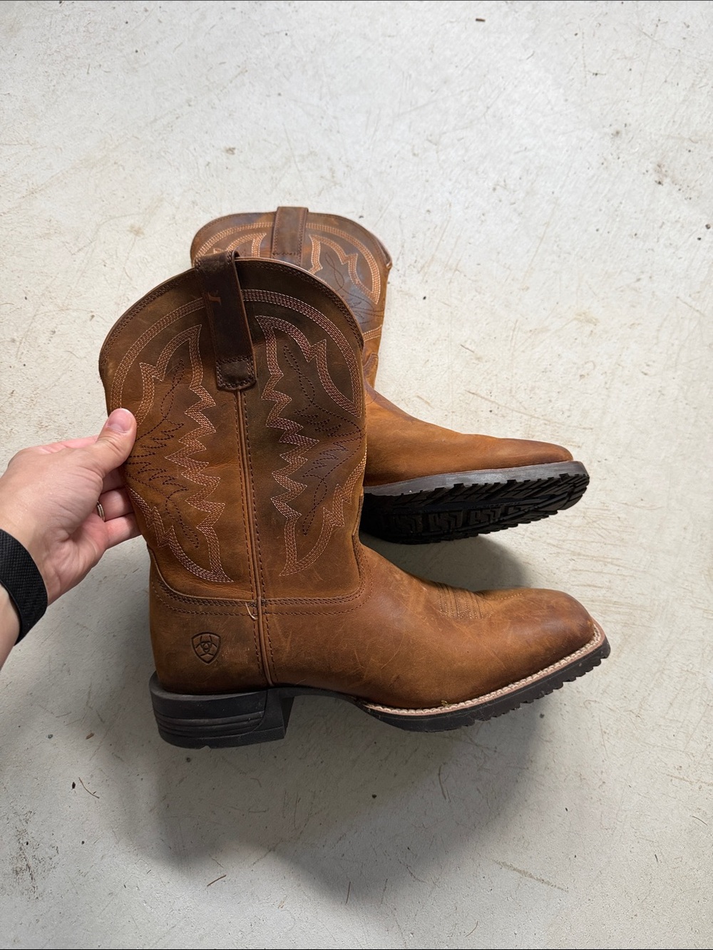 Ariat Tan Brown Western Pull-On Work Boots